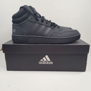 Adidas Hoops 3.0 Mid Shoes Mens 11.5 Black Mid Cut Basketball Inspired GV6683